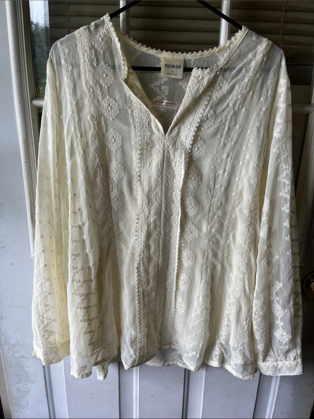 Bedford Fair Ivory Lace Peasant Blouse